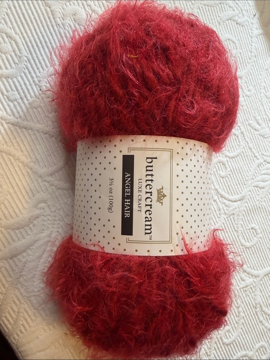 Butter Other - Buttercream Red Angel Hair Fuzzy Yarn for Home Accents. Sewing